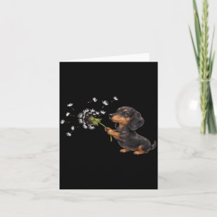 Cute Dachshund Blowing Dandelion Retro Animal Card