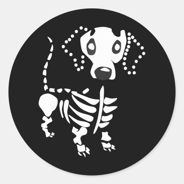 Cute Dachshund Bone Skeleton Dachshund Wiener Dog Classic Round Sticker (Front)
