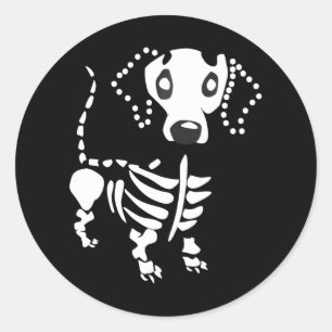 Cute Dachshund Bone Skeleton Dachshund Wiener Dog Classic Round Sticker