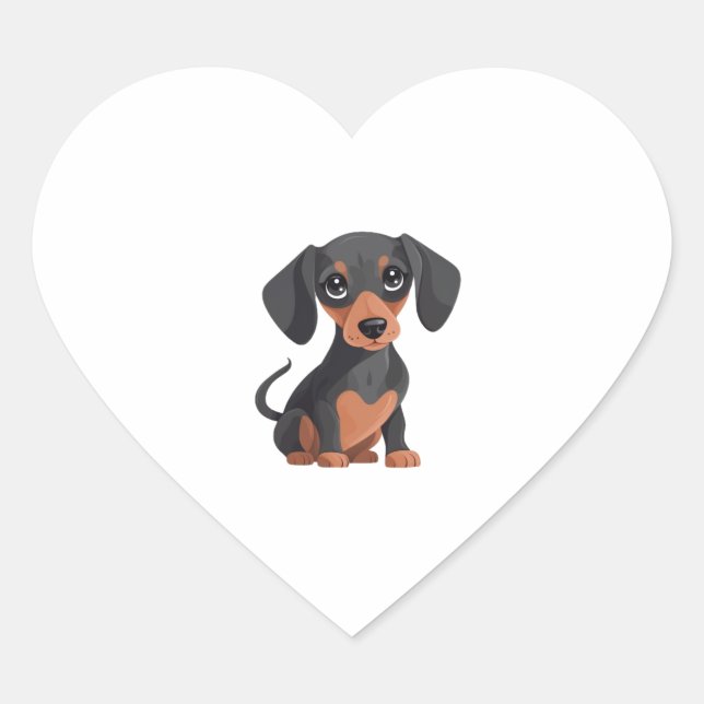 Cute Dachshund Cartoon Adorable Wiener Dog Clipart Heart Sticker (Front)