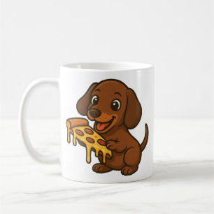 Cute Dachshund cartoon pizza pizza lover dog Coffee Mug