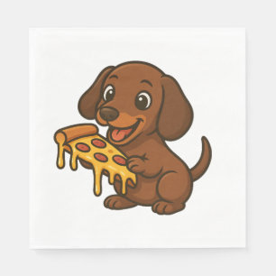 Cute Dachshund cartoon pizza pizza lover dog Napkin