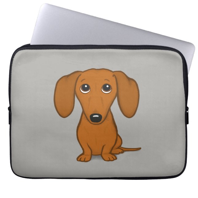 Cute Dachshund | Cartoon Wiener Dog Laptop Sleeve (Front)
