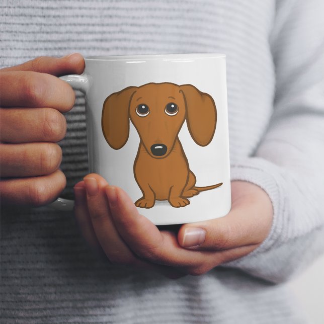 Cute Dachshund | Cartoon Wiener Dog Large Coffee Mug (Creator Uploaded)