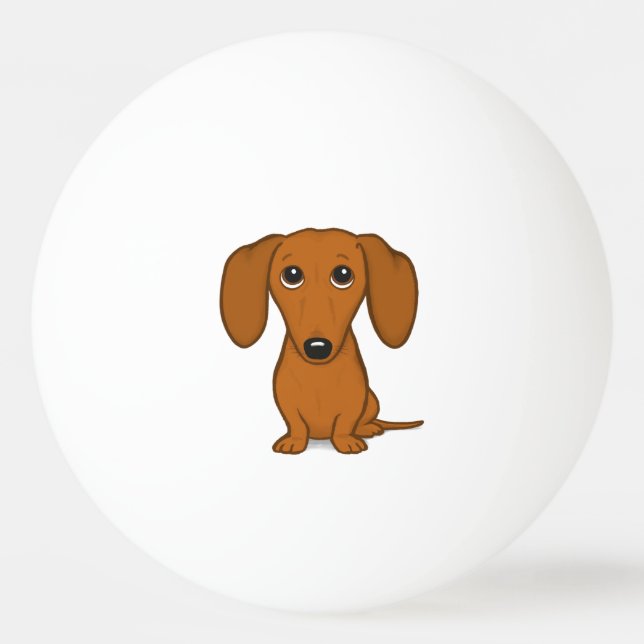 Cute Dachshund | Cartoon Wiener Dog Ping Pong Ball (Front)