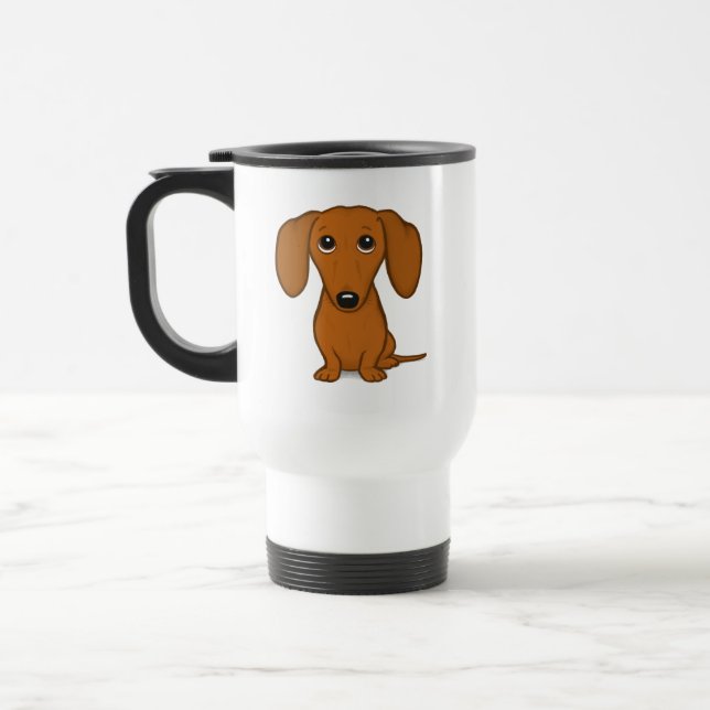 Cute Dachshund | Cartoon Wiener Dog Travel Mug (Left)