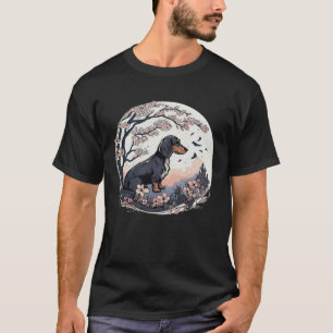 Cute Dachshund Cherry Blossom Dog Breed Japanese W T-Shirt