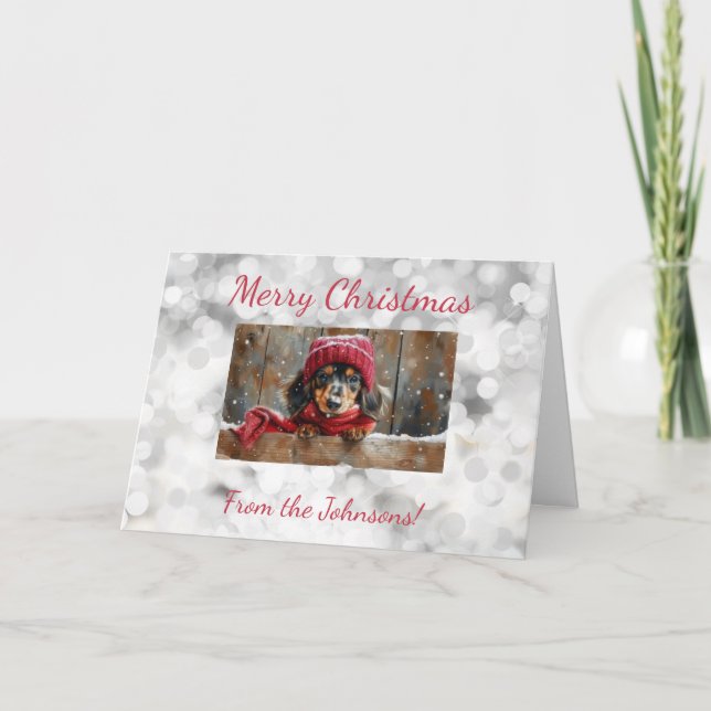 Cute Dachshund Christmas Card (Front)
