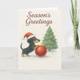 Cute Dachshund Christmas Card - Sausage Dog 