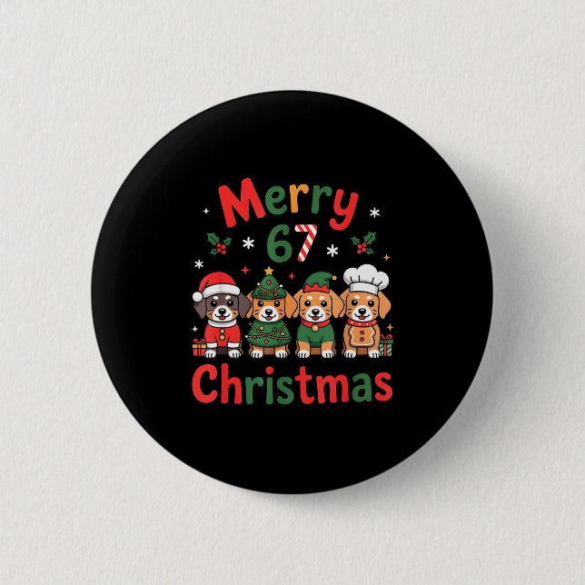 Cute Dachshund Christmas Design Funny Holiday Dog  6 Cm Round Badge (Front)