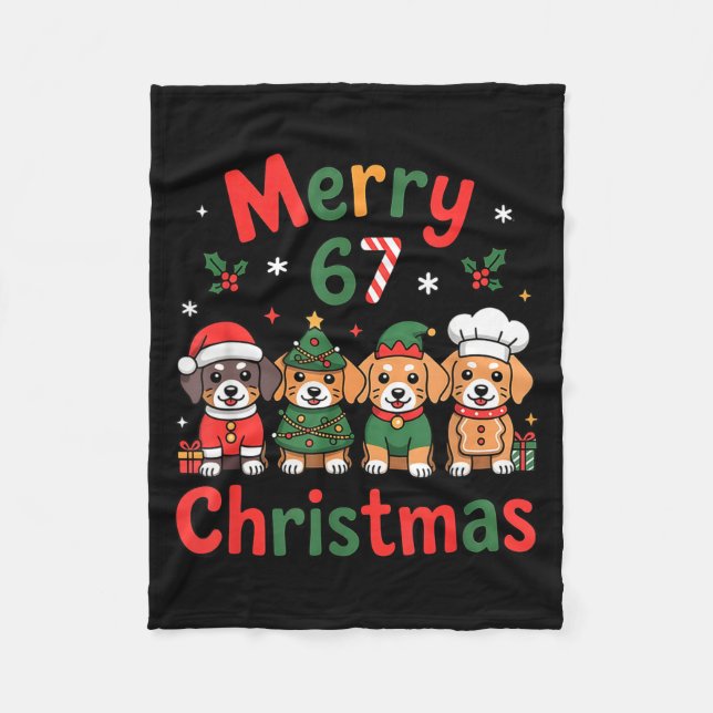 Cute Dachshund Christmas Design Funny Holiday Dog  Fleece Blanket (Front)