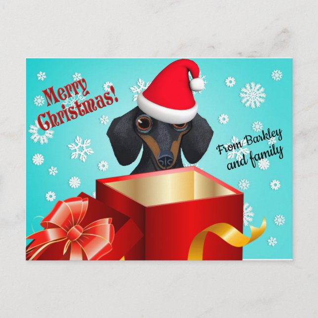 Cute Dachshund Christmas Greeting Card (Front)