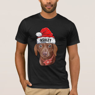Cute Dachshund Christmas Hat Dog Big T-Shirt