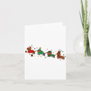 Cute Dachshund Christmas Parade Christmas Card