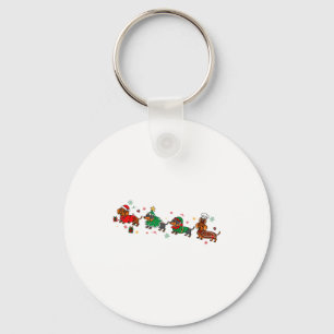 Cute Dachshund Christmas Parade Christmas  Key Ring