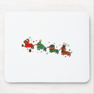 Cute Dachshund Christmas Parade Christmas  Mouse Mat