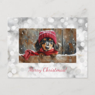 Cute Dachshund Christmas Postcard