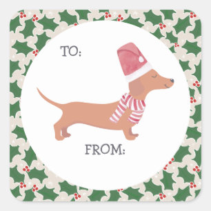 Cute Dachshund Christmas Square Sticker
