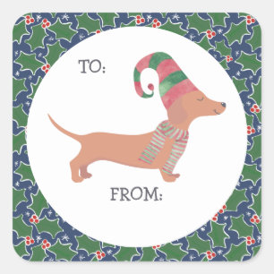 Cute Dachshund Christmas Square Sticker