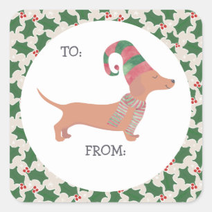 Cute Dachshund Christmas Square Sticker