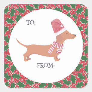 Cute Dachshund Christmas Square Sticker