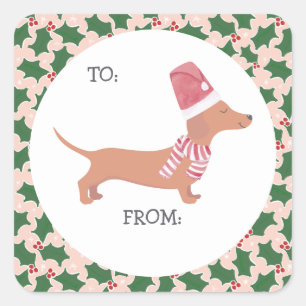 Cute Dachshund Christmas Square Sticker