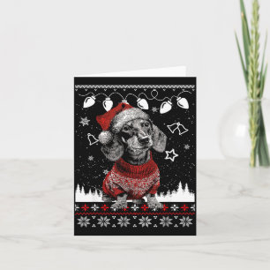 Cute Dachshund Christmas Wearing Sweater Funny Xma Card