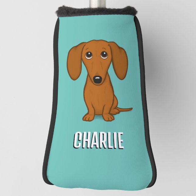 Cute Dachshund Custom Name Wiener Dog Golf Head Cover (Rotate 90)