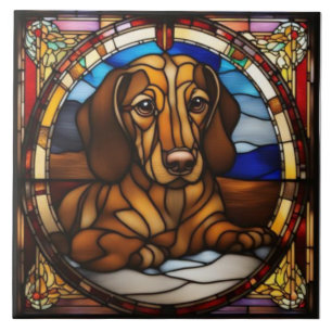 Cute Dachshund Decorative Ceramic Tile
