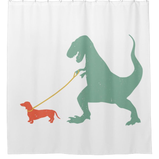Cute Dachshund Dinosaur Funny Wiener Dog Shower Curtain (Front)