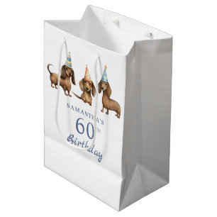 Cute Dachshund Dog 60th Birthday Medium Gift Bag