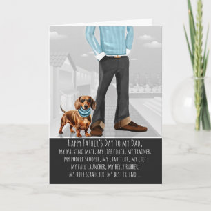 Cute Dachshund Dog and Dad Funny Father's Day Holiday Card