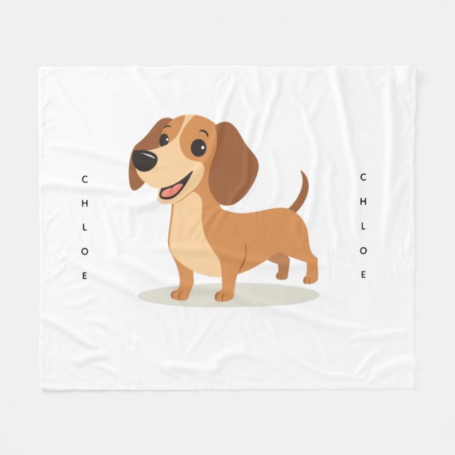 Cute Dachshund Dog Blanket – Cozy Illustrated Pet  (Front (Horizontal))