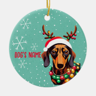 Cute Dachshund Dog Christmas Personalised Ornament