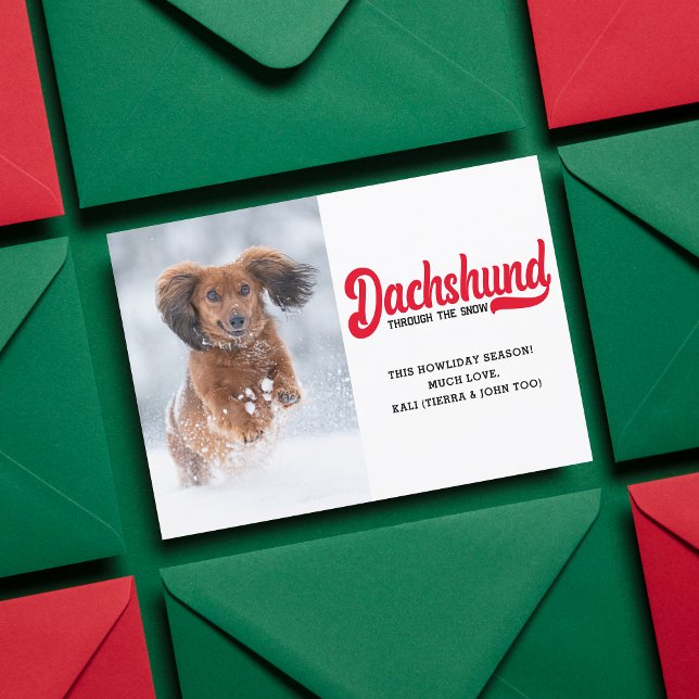 Cute Dachshund Dog Christmas Picture Custom Photo  Holiday Card (Creator Uploaded)
