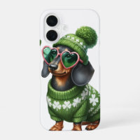 CUTE DACHSHUND DOG DRESSED IN IRISH CLOTHES