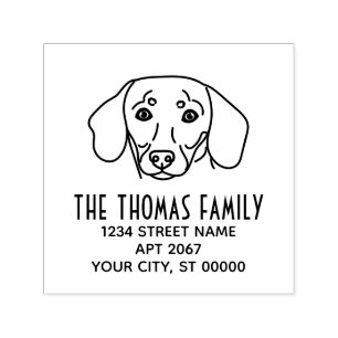 Cute Dachshund Dog Face Name Return Address Self-inking Stamp