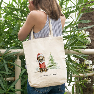 Cute Dachshund Dog Furry and Bright Christmas Tote Bag