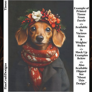 Cute Dachshund Dog in Festive Scarf ED9L Decoupage Tissue Paper