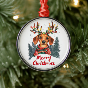 Cute Dachshund Dog Metal Tree Decoration