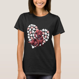Cute Dachshund Dog On Heart Background T-Shirt