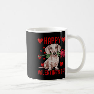 Cute Dachshund Dog Red Hearts Couples Happy Valent Coffee Mug