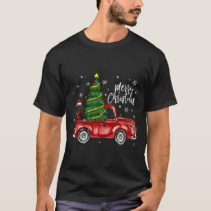 Cute Dachshund Dog Truck Merry Christmas Dog Love T-Shirt