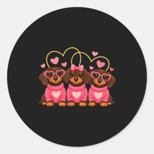 Cute Dachshund Dog Valentines Romantic Lover Heart Classic Round Sticker