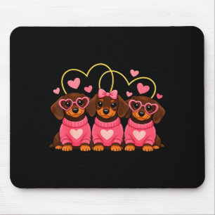 Cute Dachshund Dog Valentines Romantic Lover Heart Mouse Mat