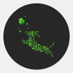 Cute Dachshund Dog With Irish Shamrock St Patricks Classic Round Sticker