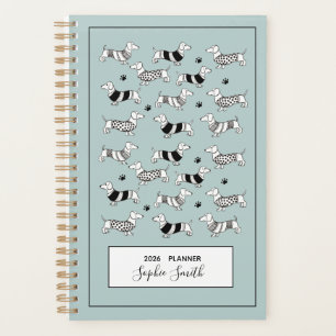 Cute Dachshund dogs, Blue 2025 Planner