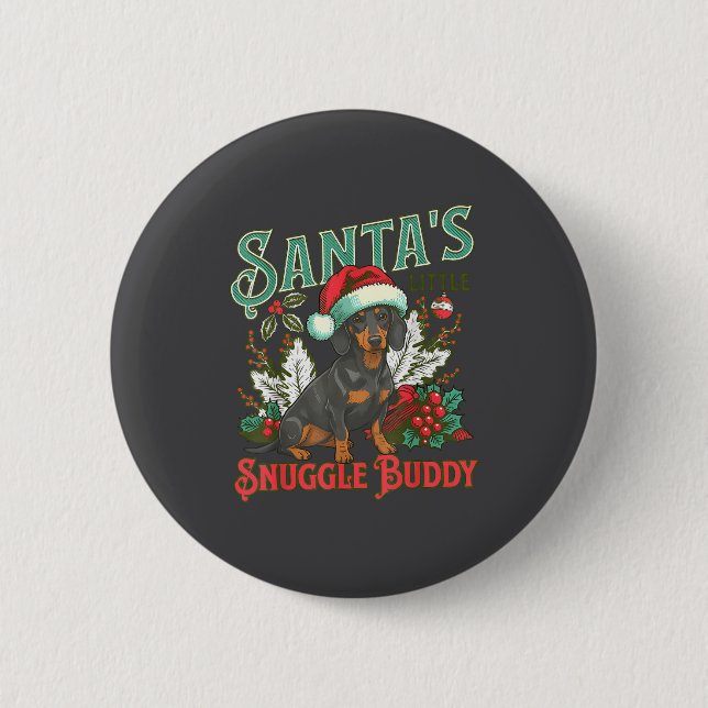 Cute Dachshund Dogs Christmas Lights Santa Holiday 6 Cm Round Badge (Front)