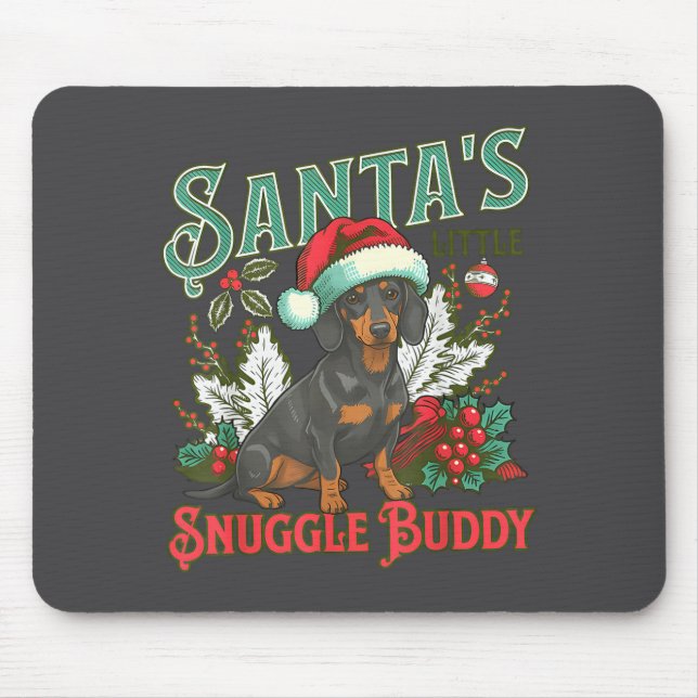 Cute Dachshund Dogs Christmas Lights Santa Holiday Mouse Mat (Front)