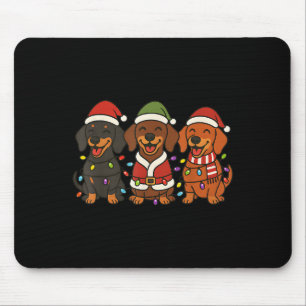 Cute Dachshund Dogs Christmas Lights Santa Holiday Mouse Mat